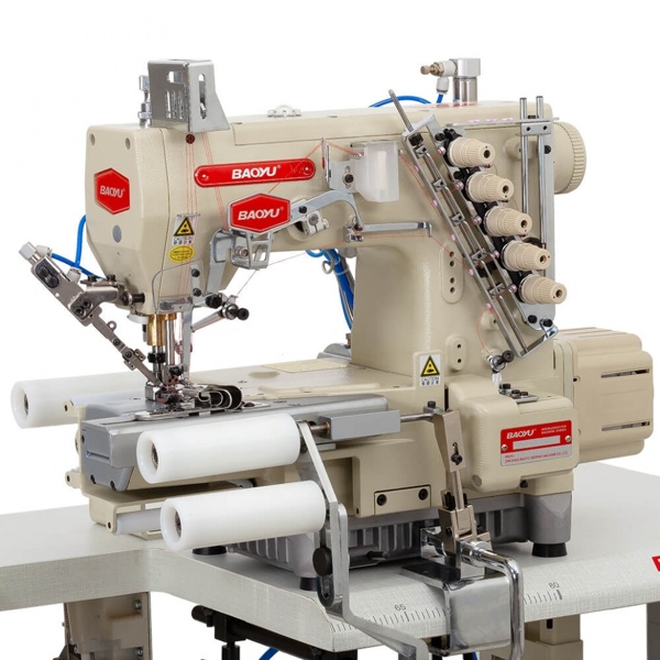 Baoyu BML-787-L200-AST-DS/H, компьютерная промышленная распошивальная машина с встроенным сервомотором, цилиндрической рукавной платформой и роликами для вшивания резинки в кольцо