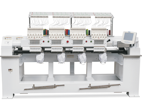 Parabraman CN-1204, четырехголовая промышленная вышивальная машина, вышивка в пяльцах, в бордюрной раме, на кепках, рабочее поле 1 600 х 450 мм, скорость вышивки 850 ст/мин