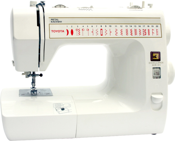 Toyota 7160, швейная машина с вертикальным челноком и автоматической петлей, 20 строчек с плавной регулировкой длины стежка и ширины зигзага