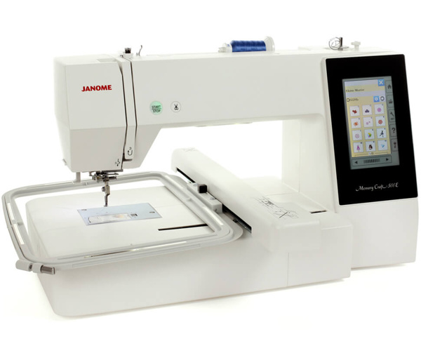 Janome Memory Craft 500E, бытовая вышивальная машина с полем вышивки 280 х 200 мм, сенсорный 5'' LCD дисплей, скорость вышивки 850 ст/мин