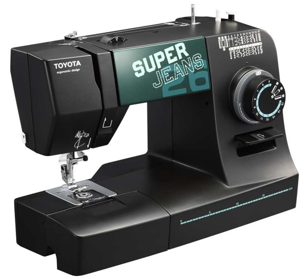Toyota Super Jeans 26, швейная машина с горизонтальным челноком и полуавтоматической петлей, 26 строчек с плавной регулировкой длины стежка