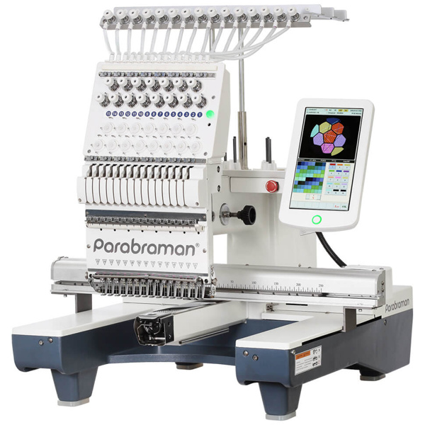 Parabraman PR-1501, одноголовая 15-игольная промышленная вышивальная машина c 10″ сенсорным LCD-дисплеем и полем вышивки 500 х 350 мм