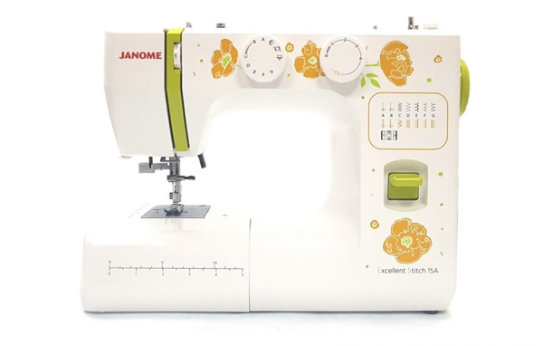 Janome Exell Stitch 15A, электромеханическая швейная машина с вертикальным челноком, 15 видов операций