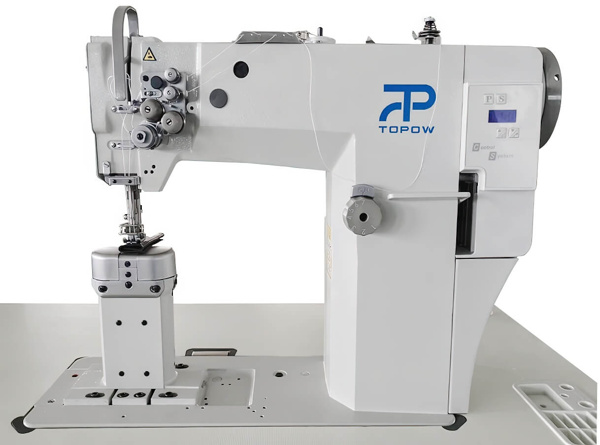 Topow 2568, колонковая 1-игольная швейная машина с увеличенным челноком и тройным транспортом материала