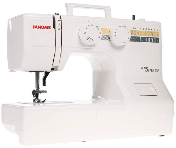 Janome My Style 100, швейная машина с горизонтальным челноком и полуавтоматической петлей, 15 строчек с плавной регулировкой длины стежка