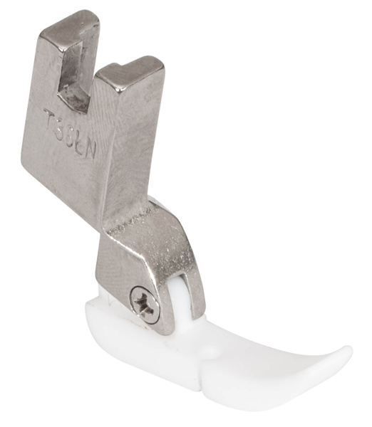 Khsew T36LN, левосторонняя однорожковая лапка с тефлоновой подошвой для вшивания шнура / молнии, для машин с нижним продвижением