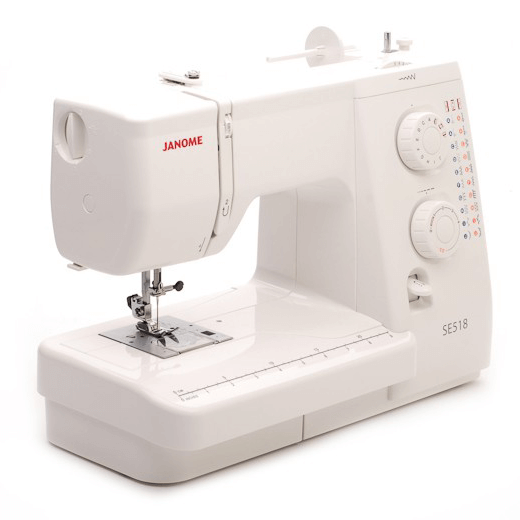 Janome SE 518, швейная машина с горизонтальным челноком и полуавтоматической петлей, 21 строчка с плавной регулировкой, жесткий чехол в комплекте
