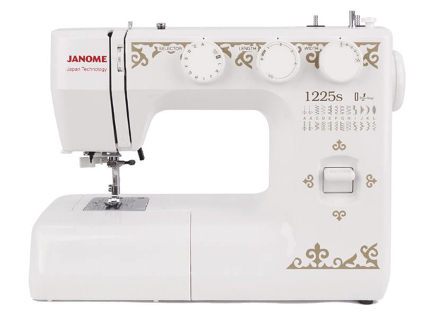 Janome 1225S, швейная машина с вертикальным челноком и автоматической петлей, 25 строчек с плавной регулировкой длины стежка и ширины зигзага