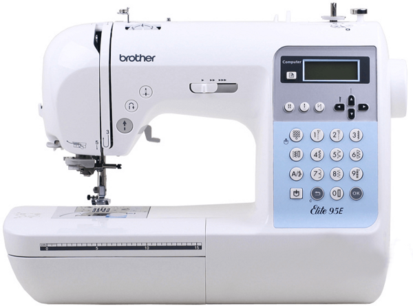 Brother Elite 95E, компьютерная швейная машинка с LCD дисплеем и автоматической закрепкой, 10 шаблонов петель, 135 швейных операций, жесткий чехол