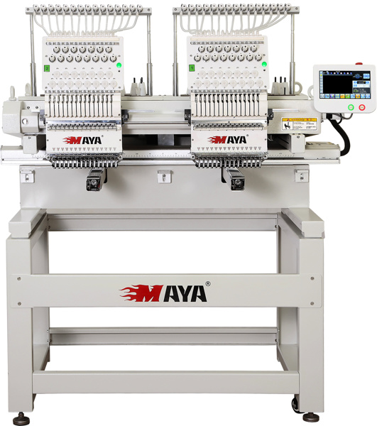 Maya TCL-1202, 2-х головая 12-игольная высокоскоростная промышленная вышивальная машина с тубулярной платформой, вышивка в пяльцах, бордюрной раме и на бейсболках, рабочее поле 1 000 х 400 мм