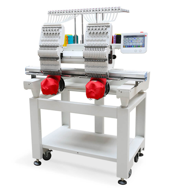 Parabraman PR-1202S, двоголова промислова вишивальна машина, вишивка в п'яльцях, бордюрній рамі, вишивка на бейсболках, робоче поле 900 х 400