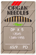 Organ 134R = 135x5 = DPx5 PD, иглы с износостойким покрытием для промышленных швейных машин с нижним продвижением				
