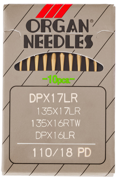 Organ 135x17 LR = DPx17 LR PD, иглы для кожи с износостойким покрытием и правой заточкой для тяжелых швейных машин челночного стежка