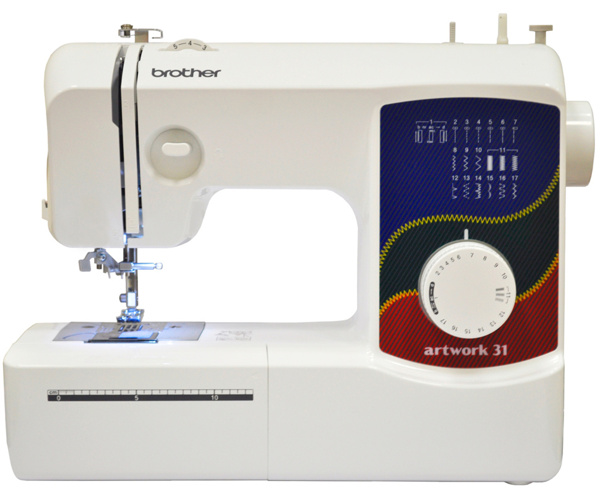 Brother Artwork 31, швейная машина с горизонтальным челноком и полуавтоматической петлей, 17 строчек с фиксированной длиной стежка