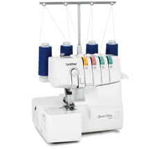 Brother M1034D, 3/4 - ниточный бытовой оверлок с устройством быстрой заправки нижнего петлителя и рукавной консолью, 8 видов швов