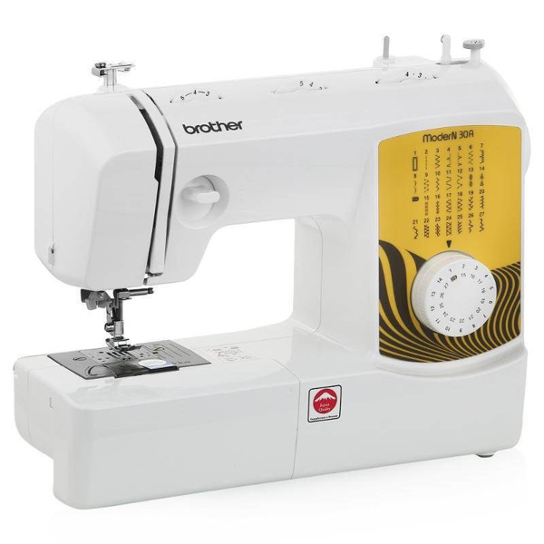 Brother Modern 30A, швейная машина с горизонтальным челноком и автоматической петлей, 27 строчек с плавной регулировкой длины стежка и ширины зигзага