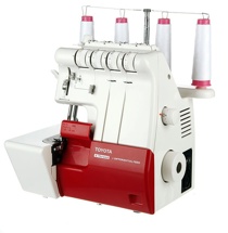 Toyota SLR4D, 2/3/4-ниточный бытовой оверлок с устройством быстрой заправки нижнего петлителя и рукавной консолью, 8 видов швов