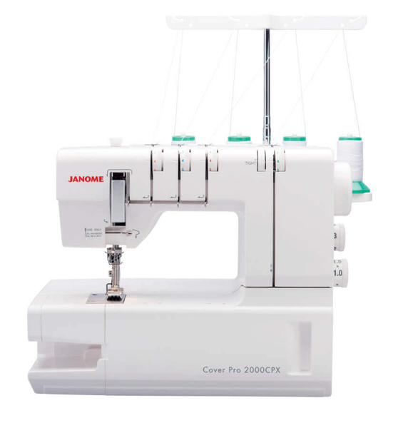 Janome CoverPro 2000 CPX, 2/3/4-ниточная бытовая распошивальная машина с системой усиления шва и рукавной консолью, 4 вида швов