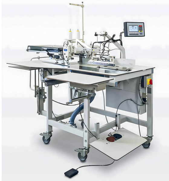 A-S-S BASS 5800, швейный автомат для притачивания обеих частей гульфика и настрачивания подзора к мешковине кармана